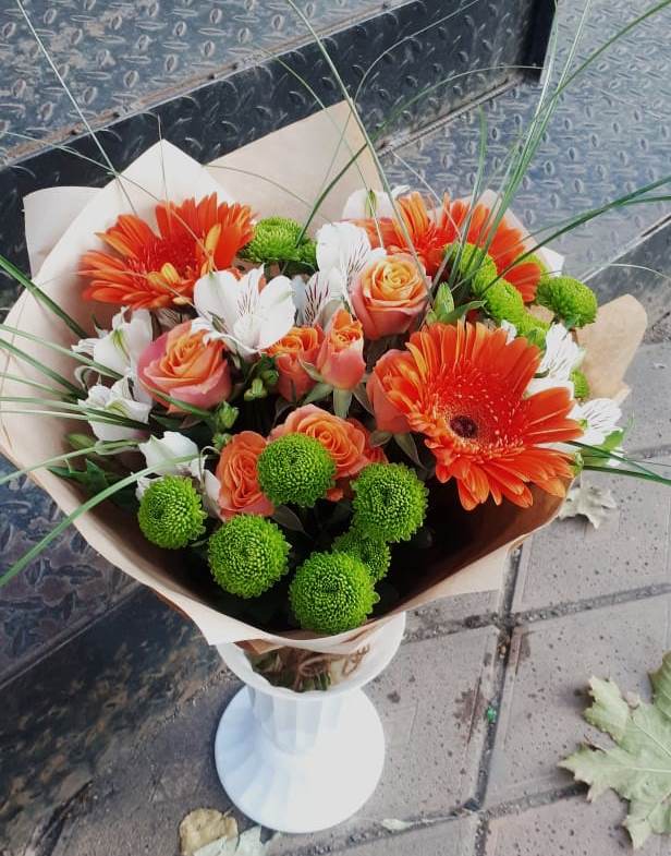 Букет цветов из: Герберы, Хризантемы, Альстромерии и Розы в Терволово