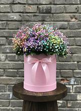 Цветочная композиция из Гипсофила и Розы в шляпной коробке #REPLACE_PRED# Терволово