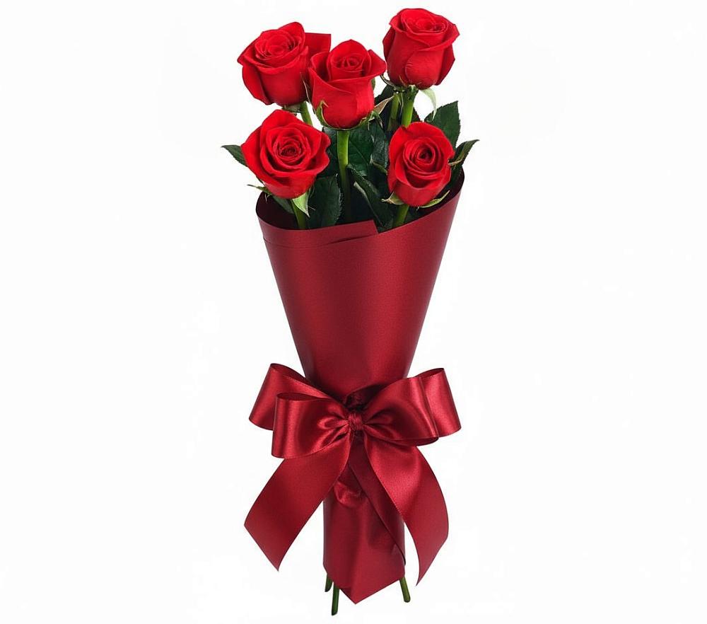 Букет 5 Красных роз Эдлесс Лав в Терволово