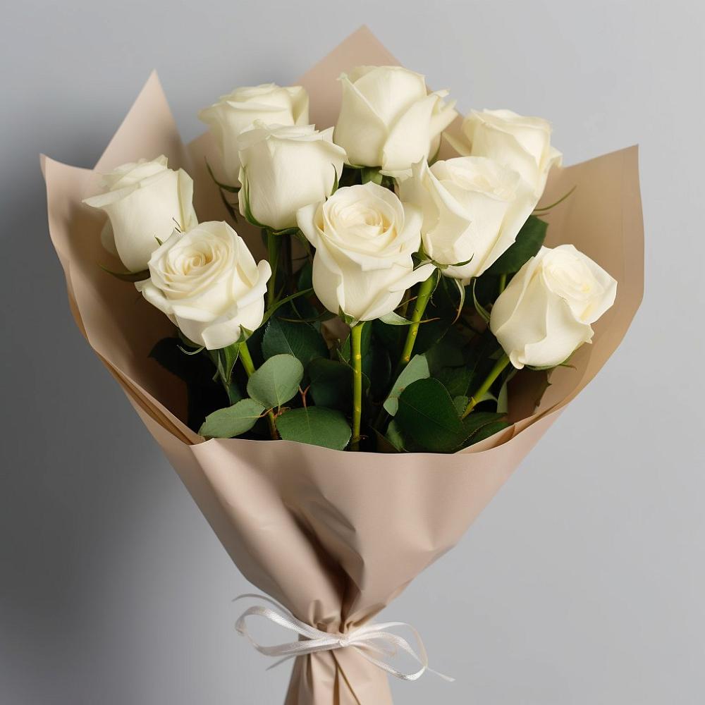 Букет 9 Белых роз Эдлесс Лав в Терволово