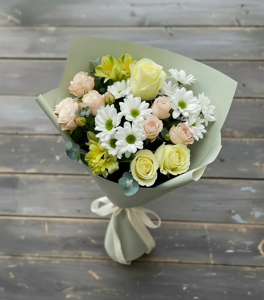 Букет цветов из: Альстромерии, Розы и Хризантемы в Терволово