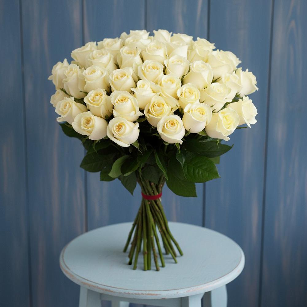 Букет 51 Белая роза Эдлесс Лав в Терволово