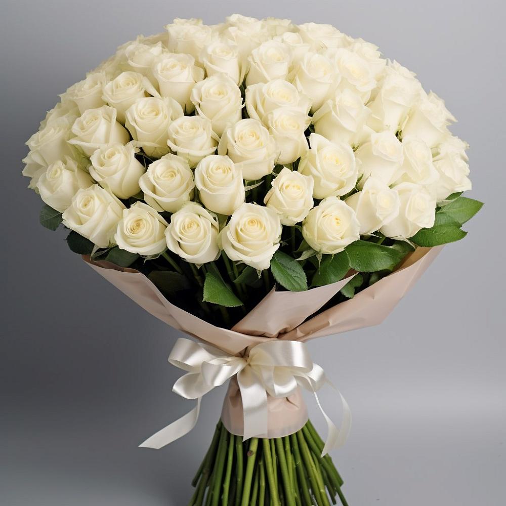 Букет 101 беля роза Белоснежка в Терволово