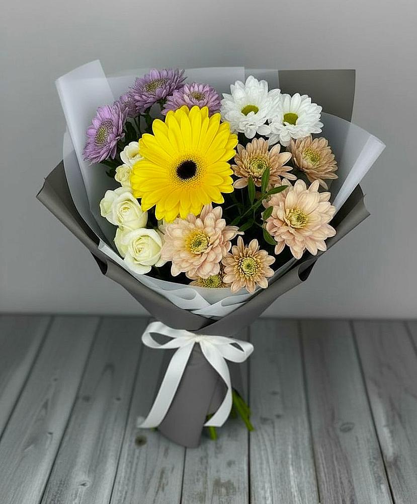 Букет цветов из: Розы, Герберы и Хризантемы в Терволово