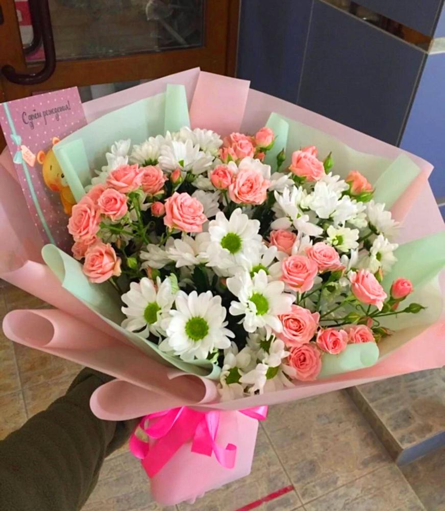 Букет цветов из: Розы и Хризантемы в Терволово