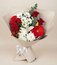 Букет цветов из:  Розы, Хризантемы, Герберы и Лилии в Терволово