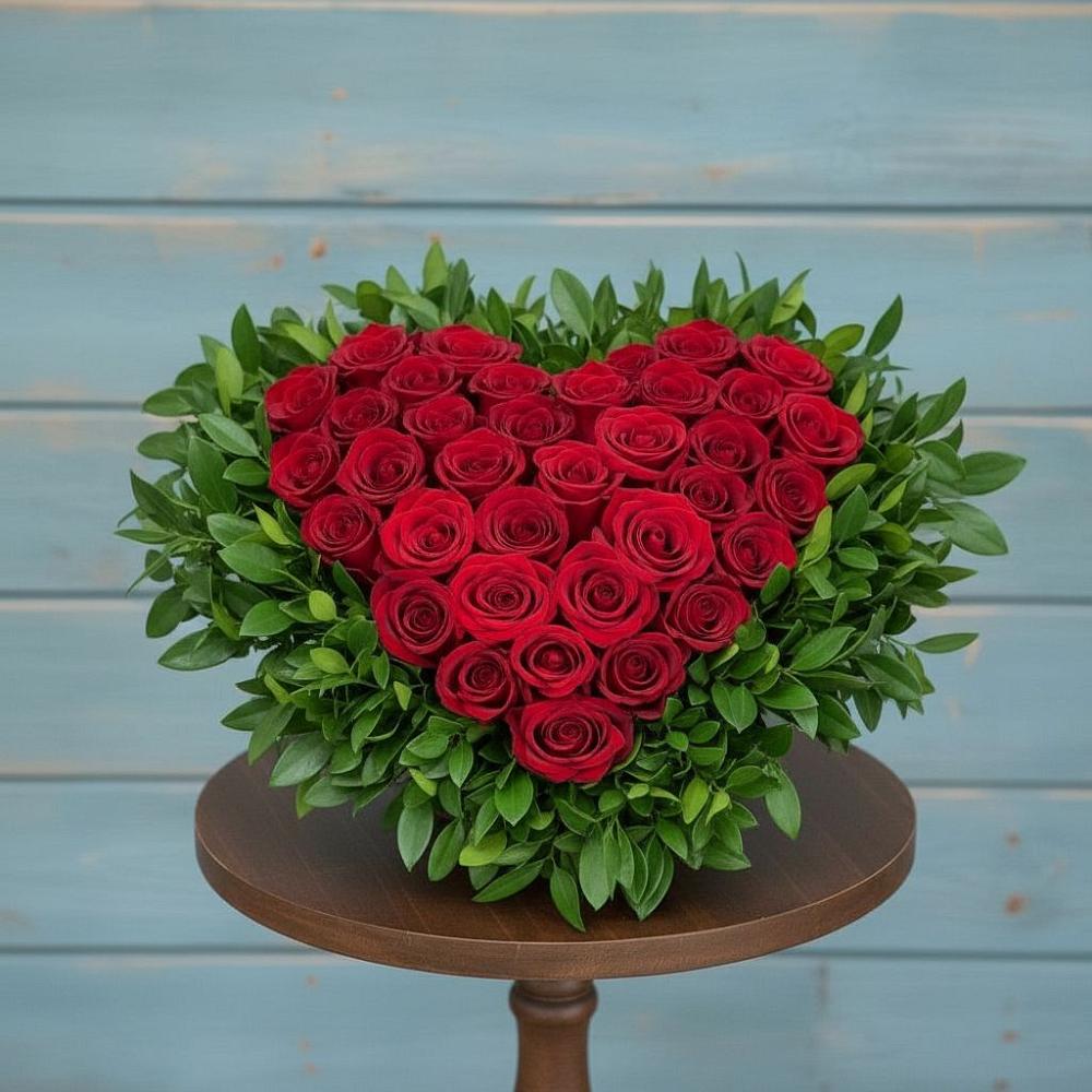 Цветочная композиция из Розы в виде сердца в Терволово