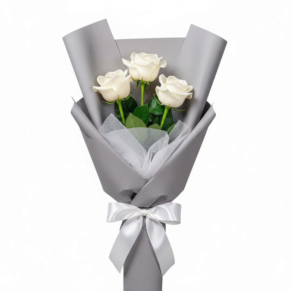 Букет 3 белые розы в Терволово