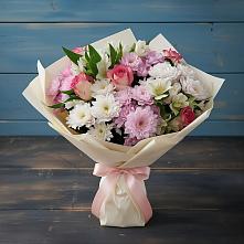 Букет цветов из:  Хризантемы, Альстромерии и Розы в Терволово