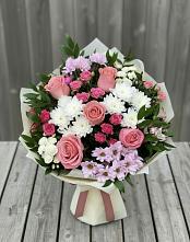 Букет цветов из:  Альстромерии, Гвоздики, Розы и Хризантемы в Терволово