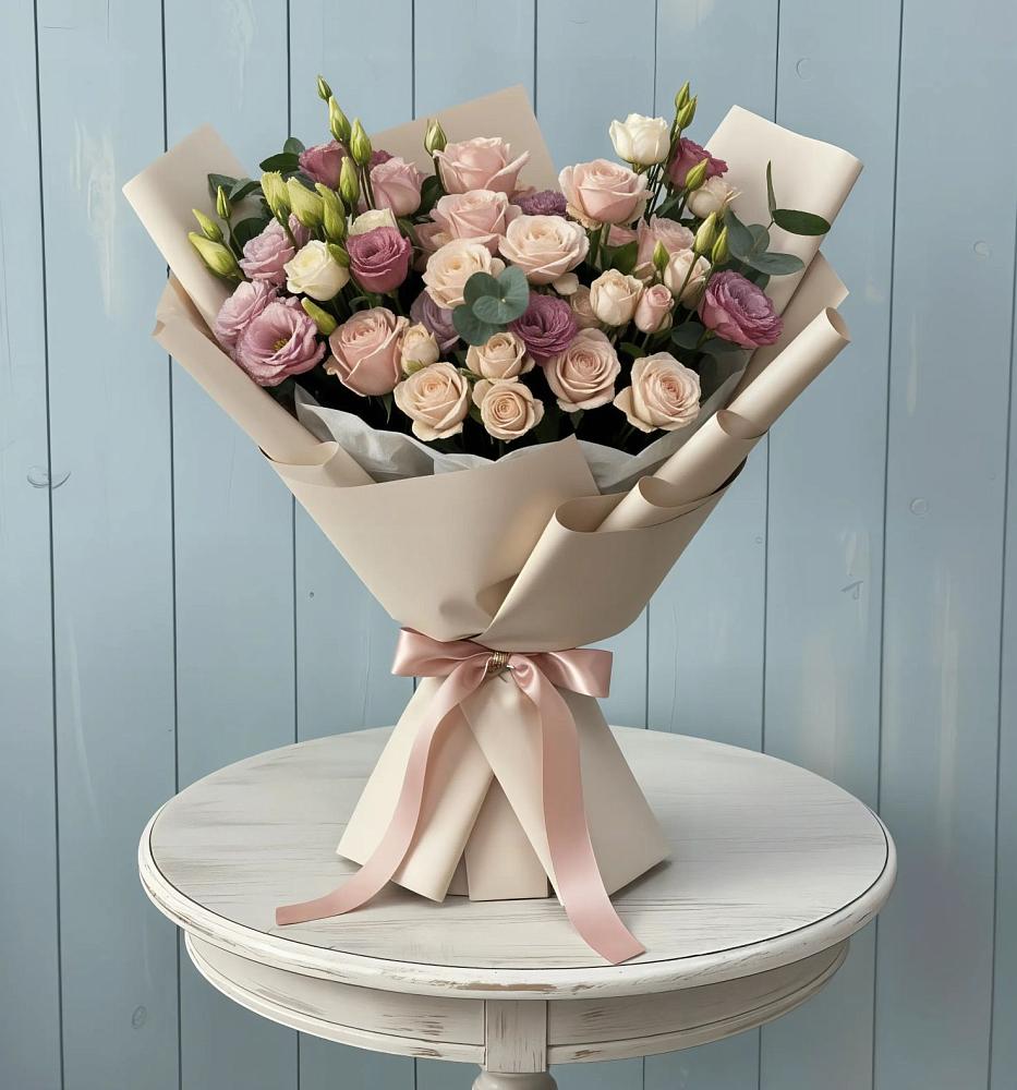 Букет цветов из: Розы и Лизиантусы в Терволово