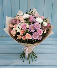 Букет цветов из:  Хризантемы, Розы и Альстромерии в Терволово