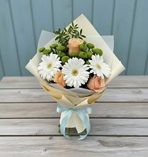 Букет цветов из:  Герберы, Розы и Хризантемы в Терволово