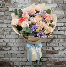 Букет цветов из:  Розы, Лизиантусы и Гвоздики в Терволово