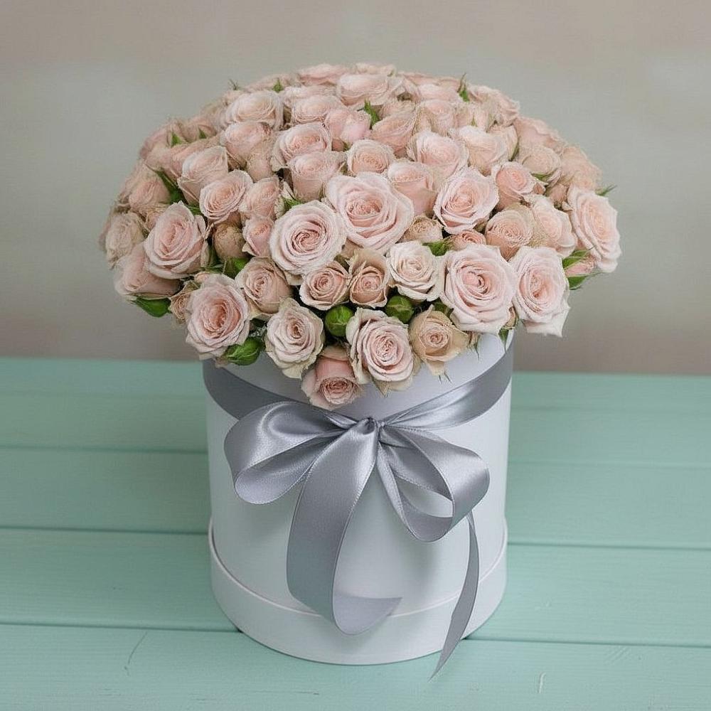 Цветочная композиция из Розы в шляпной коробке в Терволово