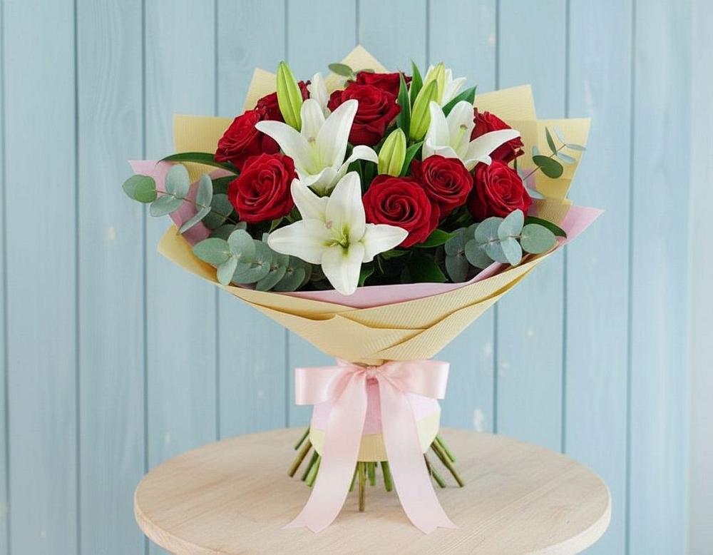 Букет цветов из: Лилии и Розы в Терволово